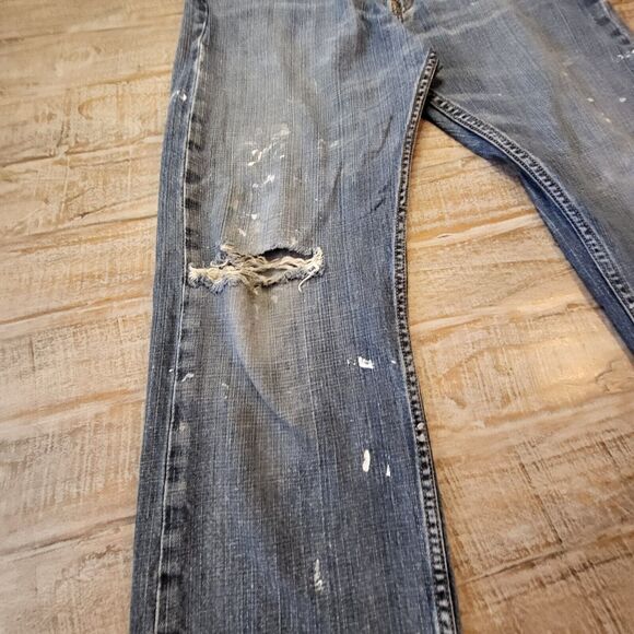 Levi's 505 Jeans 35x29 Regular Fit Straight Distressed Destroyed Paint Splatter - Picture 7 of 13